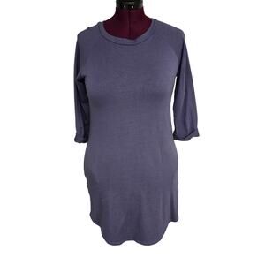 Women's Cherish Blue 3/4 Sleeve Sweatshirt Shirt Dress w/ Pockets | Size Small